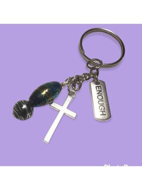 Key Chaim Be Enough Green and Gold Handmade in USA World Shipping